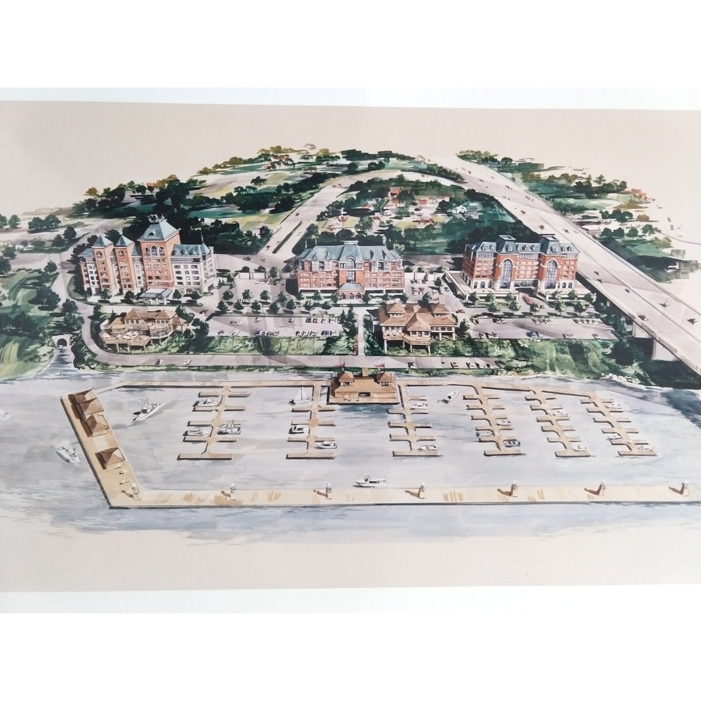 Beach Harbor Boat Dock Architectural Rendering Concept Art Florida Resort